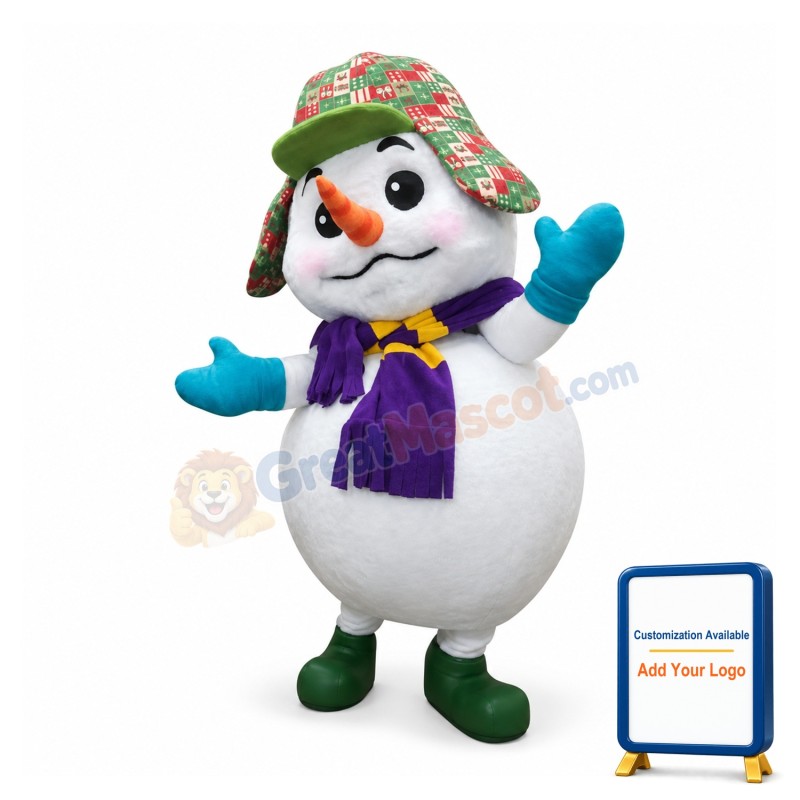 Super Cute Christmas Snowman Mascot Costume