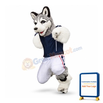 University Grey Husky Mascot Costume