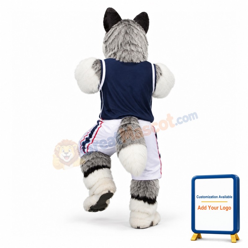 University Grey Husky Mascot Costume