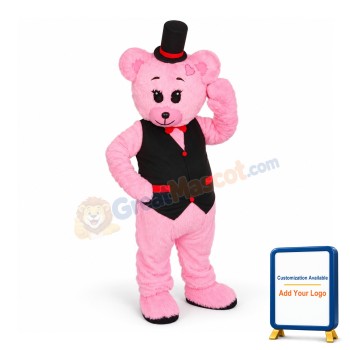 Super Pink Bear Mascot Costume