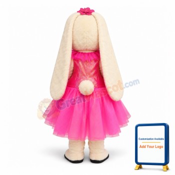 Pink Dress Bunny Mascot Costume