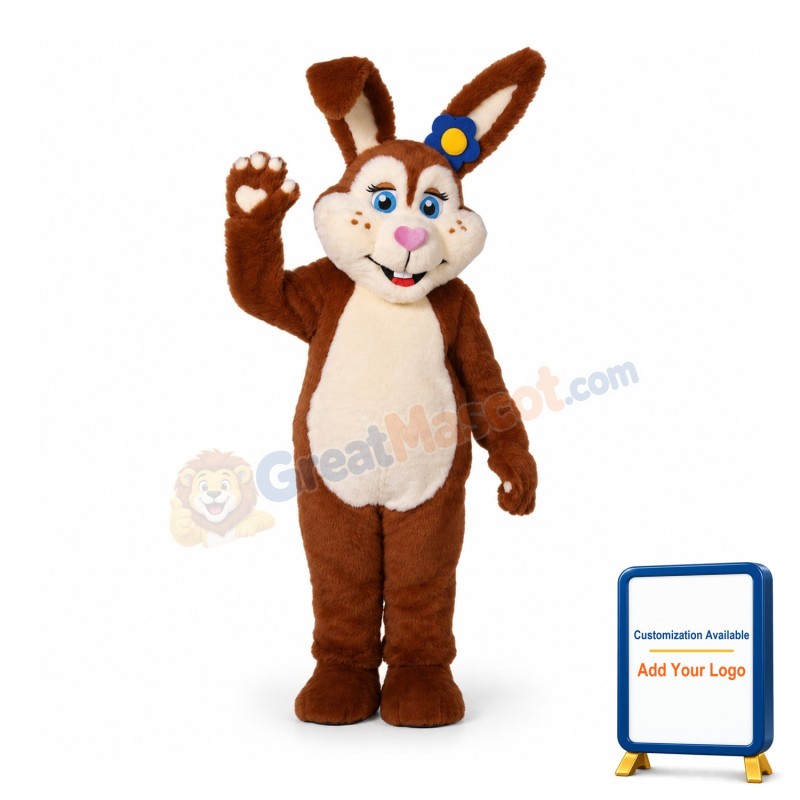 Brown Bunny Girl Mascot Costume
