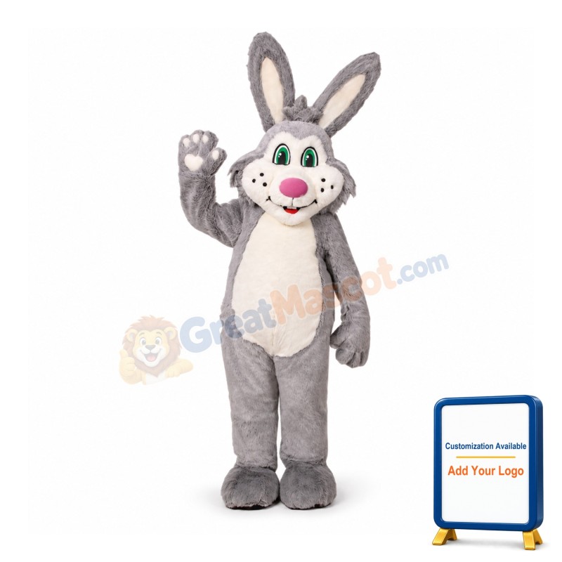 Grey Bunny Girl Mascot Costume