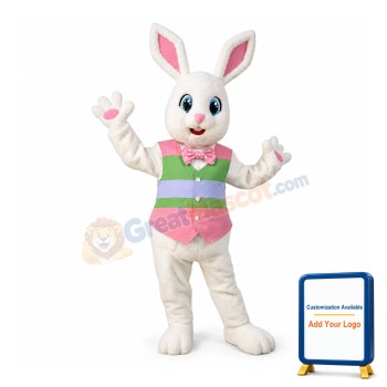 Pink & White Bunny Mascot Costume