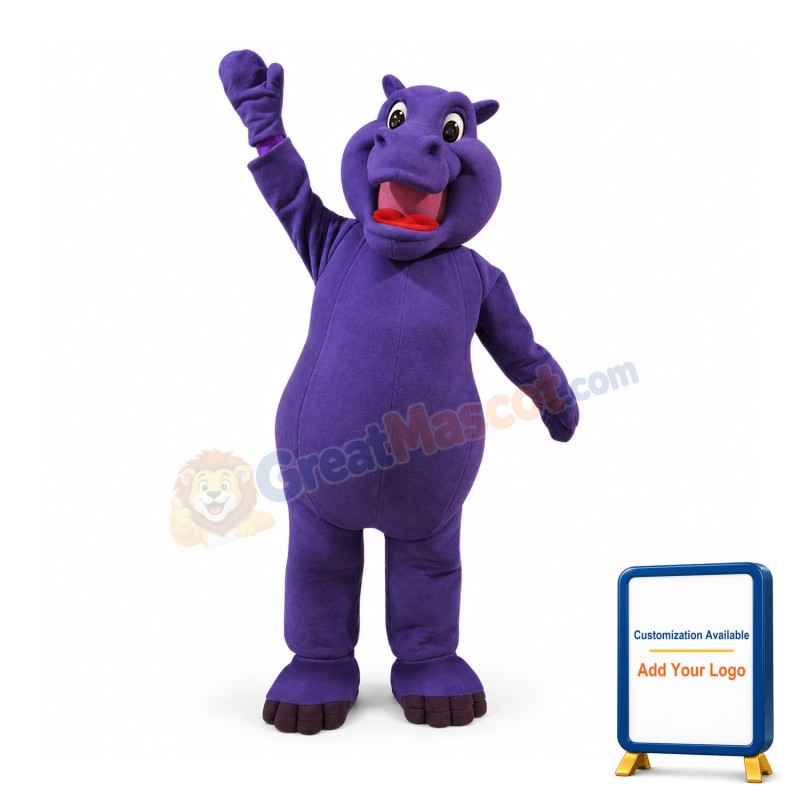 Purple Hippo Mascot Costume