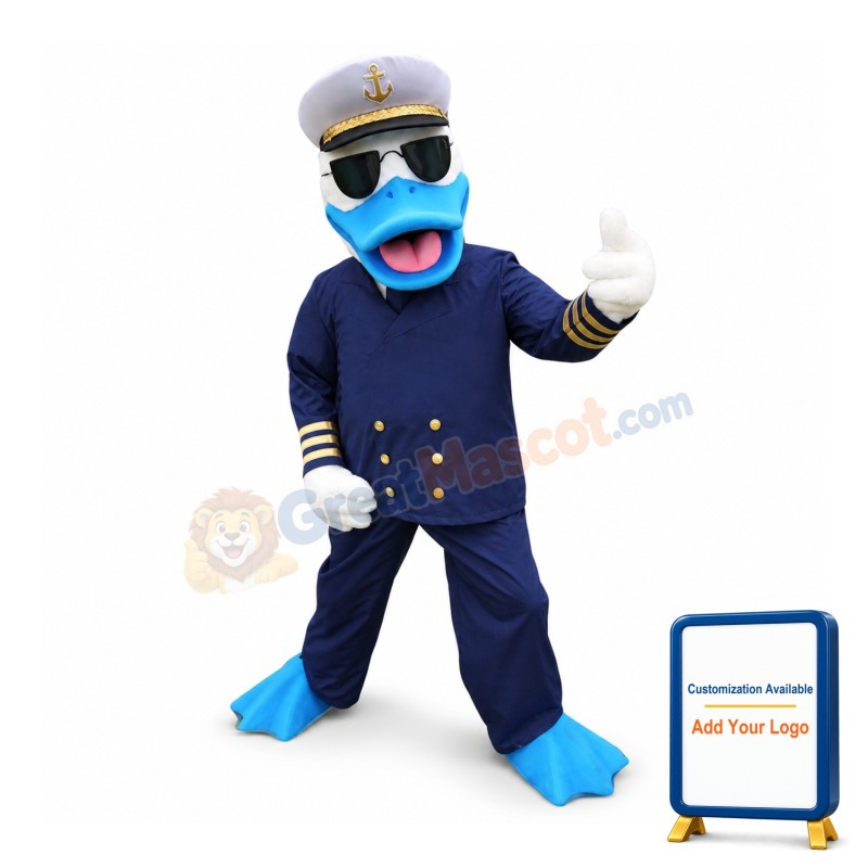 Navy Duck Mascot Costume