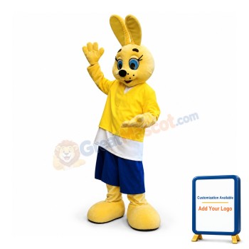 Cute Yellow Bunny Mascot Costume