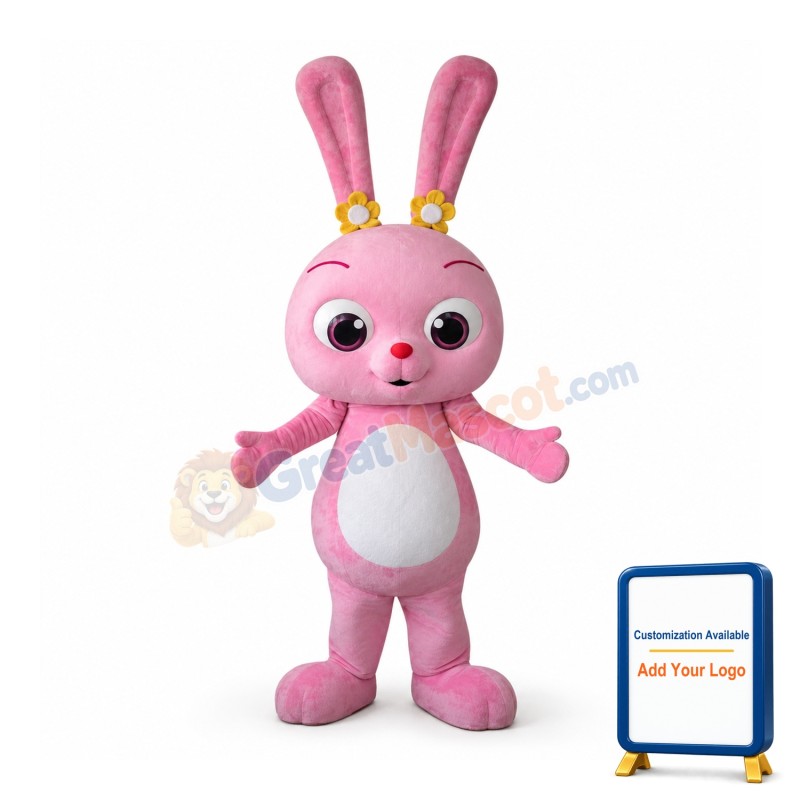 Pink Bunny Mascot Costume