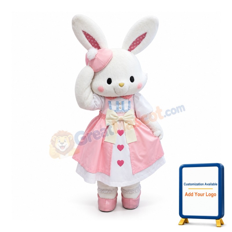 Pink Dress Rabbit Mascot Costume