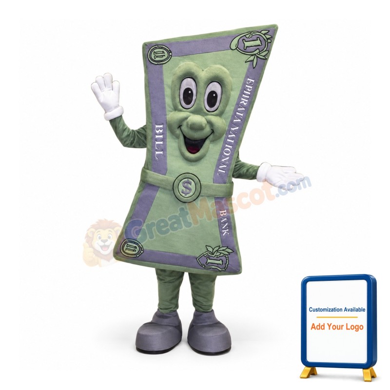Happy Dollar Bill Mascot Costume