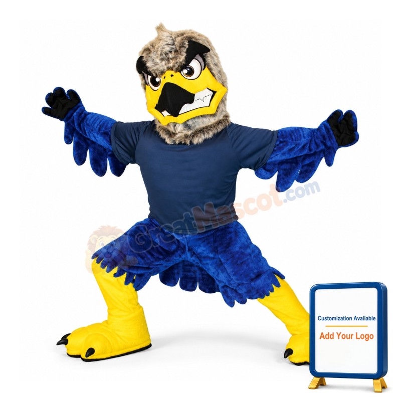Grey & Blue Fierce Eagle Mascot Costume