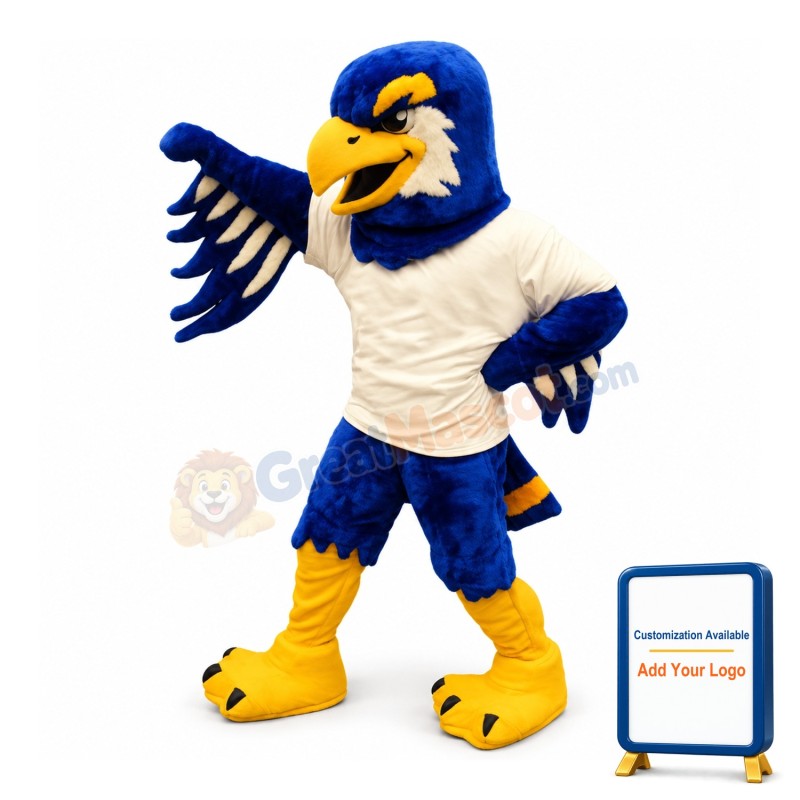 Blue & White Fierce Eagle Mascot Costume