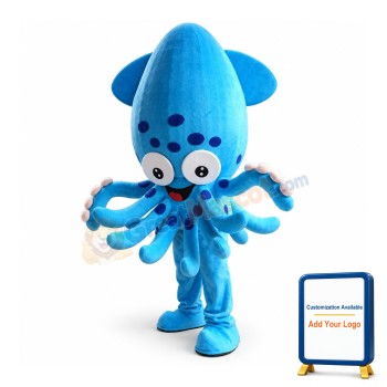 Blue Squid Mascot Costume