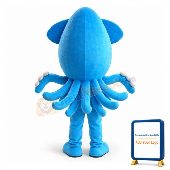 Blue Squid Mascot Costume