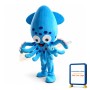 Blue Squid Mascot Costume