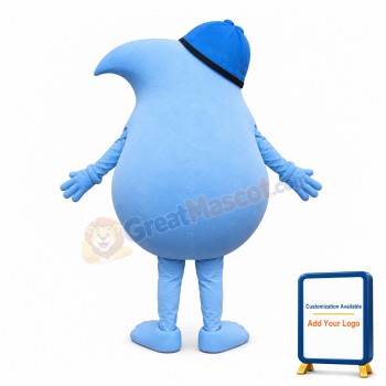Blue Water Droplet Mascot Costume
