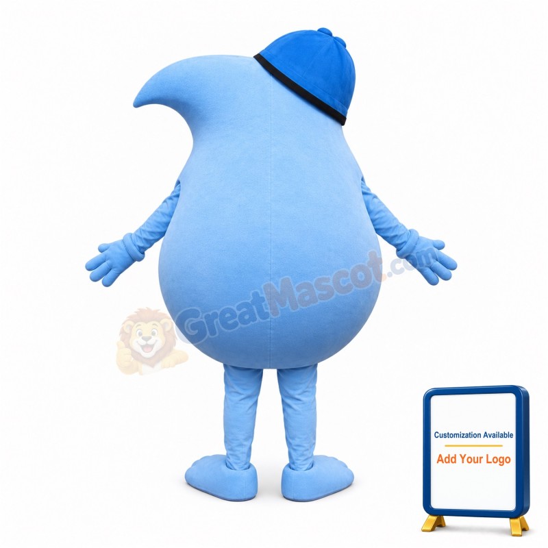 Blue Water Droplet Mascot Costume