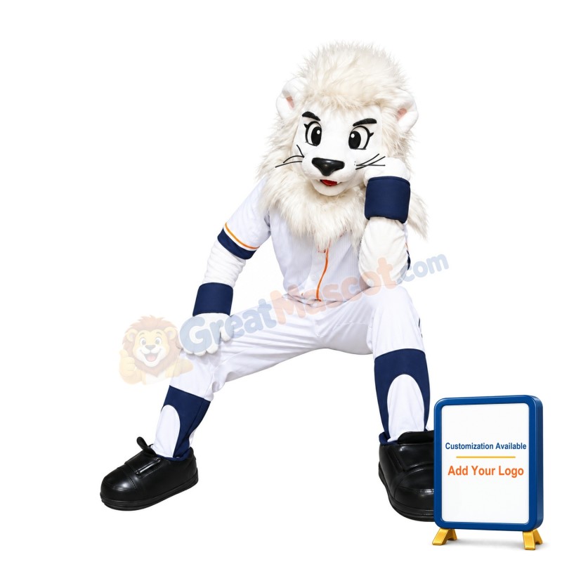 Sport White Lion Mascot Costume