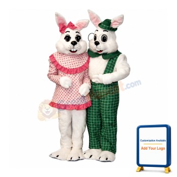 Friendly Mr & Mrs Rabbit Mascot Costume