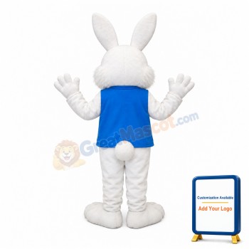 Happy White & Pink Rabbit Mascot Costume