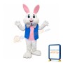 Happy White & Pink Rabbit Mascot Costume