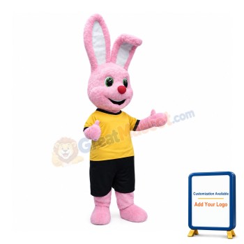 Happy Pink Rabbit Mascot Costume