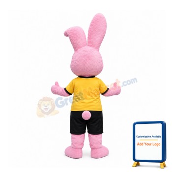 Happy Pink Rabbit Mascot Costume