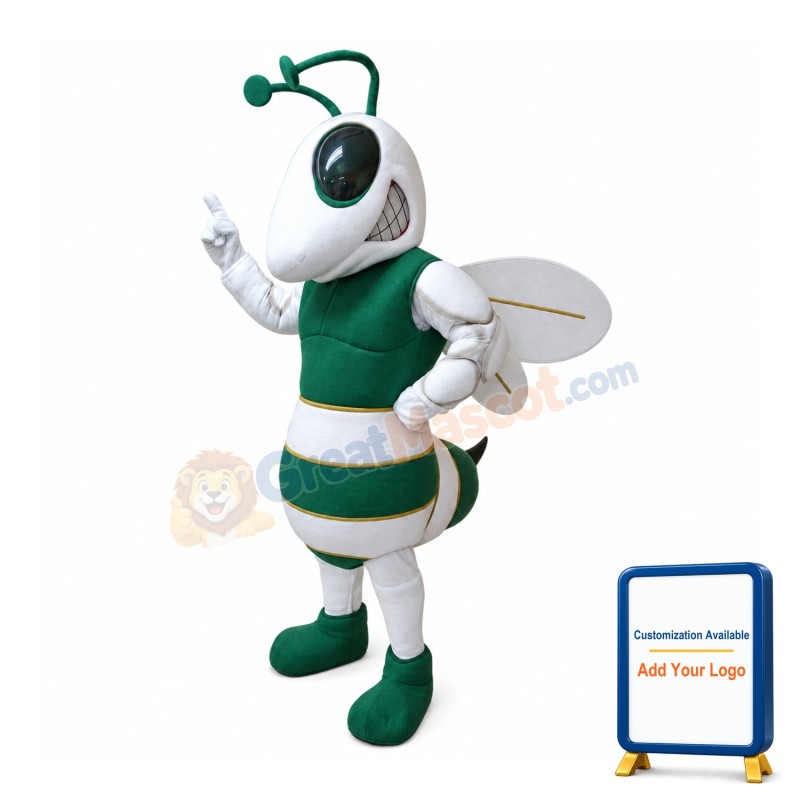 Sport Green & White Bee Mascot Costume