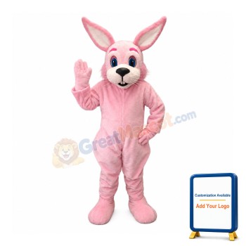 Friendly Pink Rabbit Mascot Costume