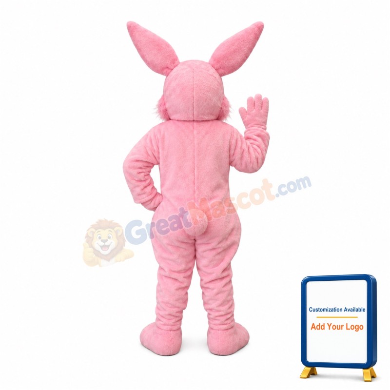 Friendly Pink Rabbit Mascot Costume