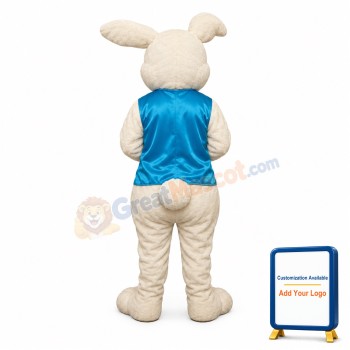 Friendly White Easter Bunny Rabbit Mascot Costume