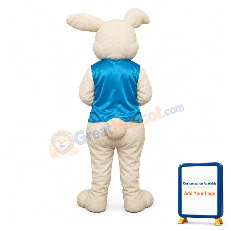 Friendly White Easter Bunny Rabbit Mascot Costume