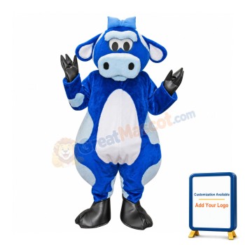 Cute Blue & White Cow Mascot Costume