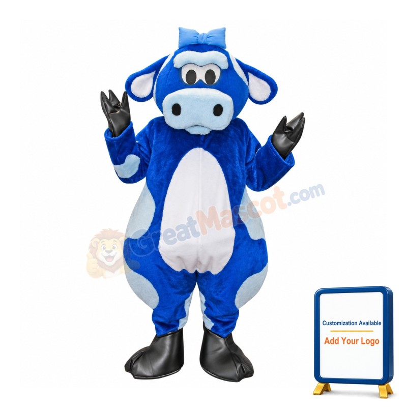 Cute Blue & White Cow Mascot Costume