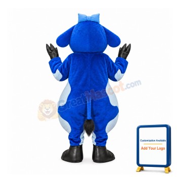 Cute Blue & White Cow Mascot Costume