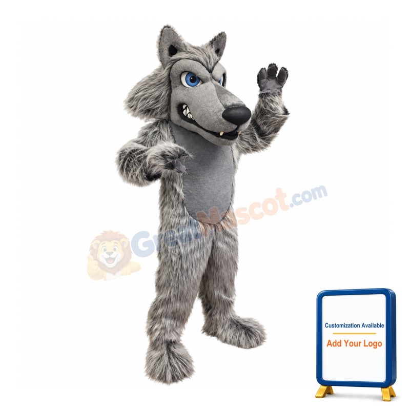 Power Fierce Grey Wolf Mascot Costume