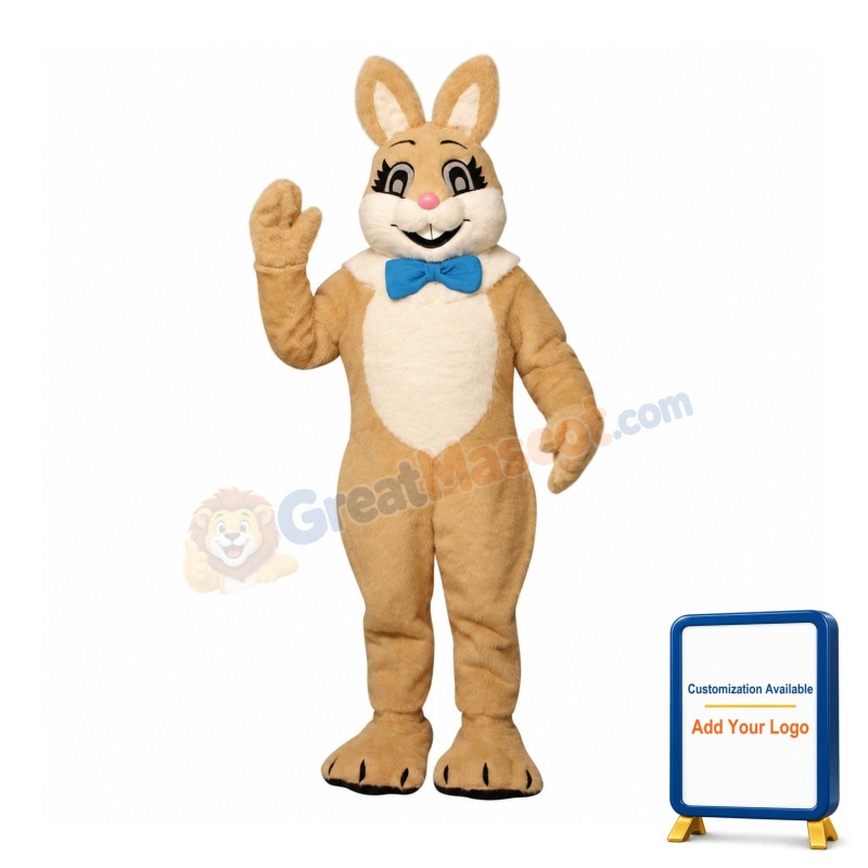 Friendly Brown Easter Bunny Mascot Costume