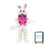 Friendly Pink Suit Easter Bunny Mascot Costume