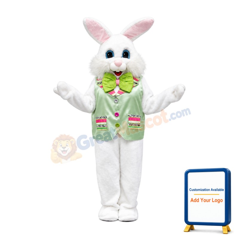 Friendly Green Suit Easter Bunny Mascot Costume