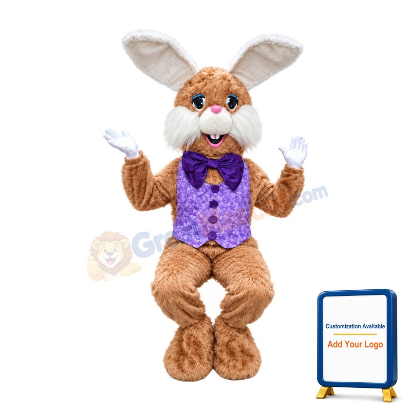 Friendly Lightweight Brown Bunny Mascot Costume