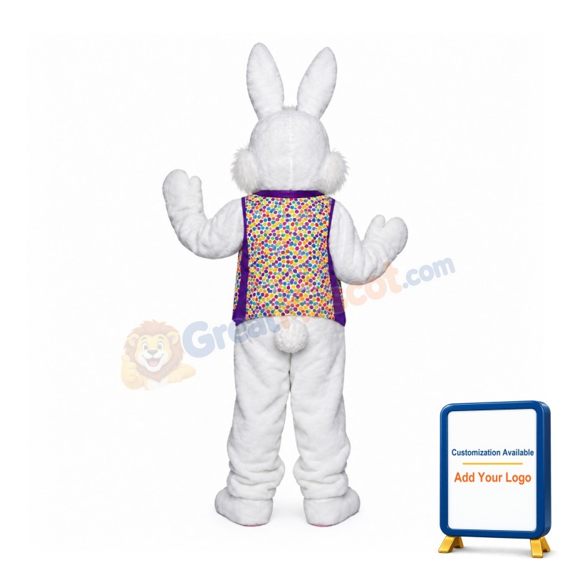 Friendly White & Pink Bunny Mascot Costume
