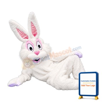 Friendly White Rabbit Mascot Costume