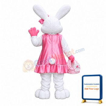 Pink Dress Easter Bunny Mascot Costume