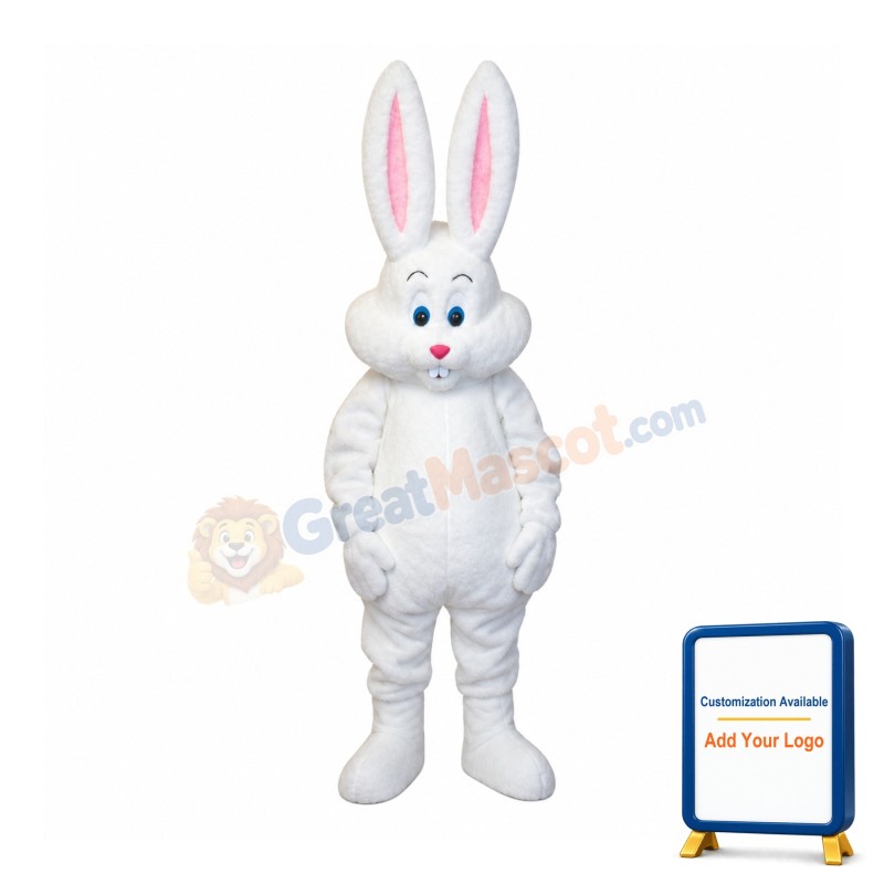 Cute White Easter Bunny Rabbit Mascot Costume