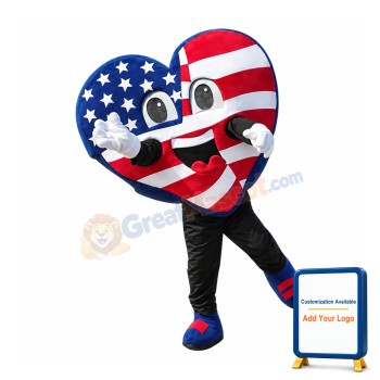 US Flag Heart Mascot Costume