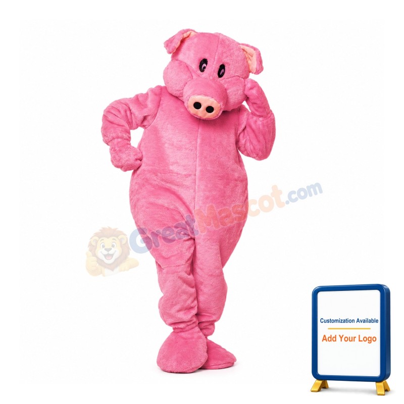 Pink Pig Mascot Costume
