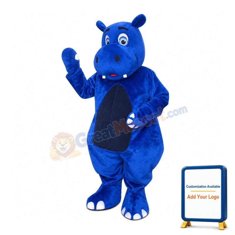 Blue Hippo Mascot Costume