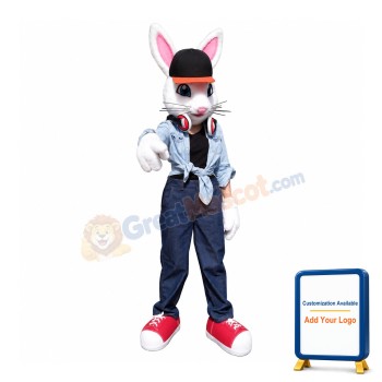 Young White Rabbit Mascot Costume