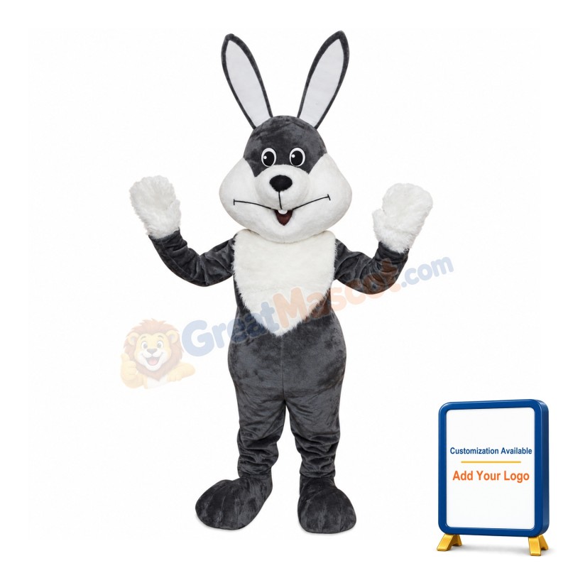Grey & White Rabbit Bunny Mascot Costume