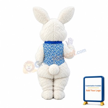 Friendly White Easter Bunny Mascot Costume
